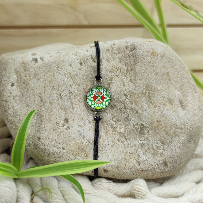 Armband Ilvy grün weißes Mosaik