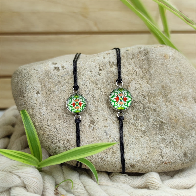 Armband Ilvy grün weißes Mosaik