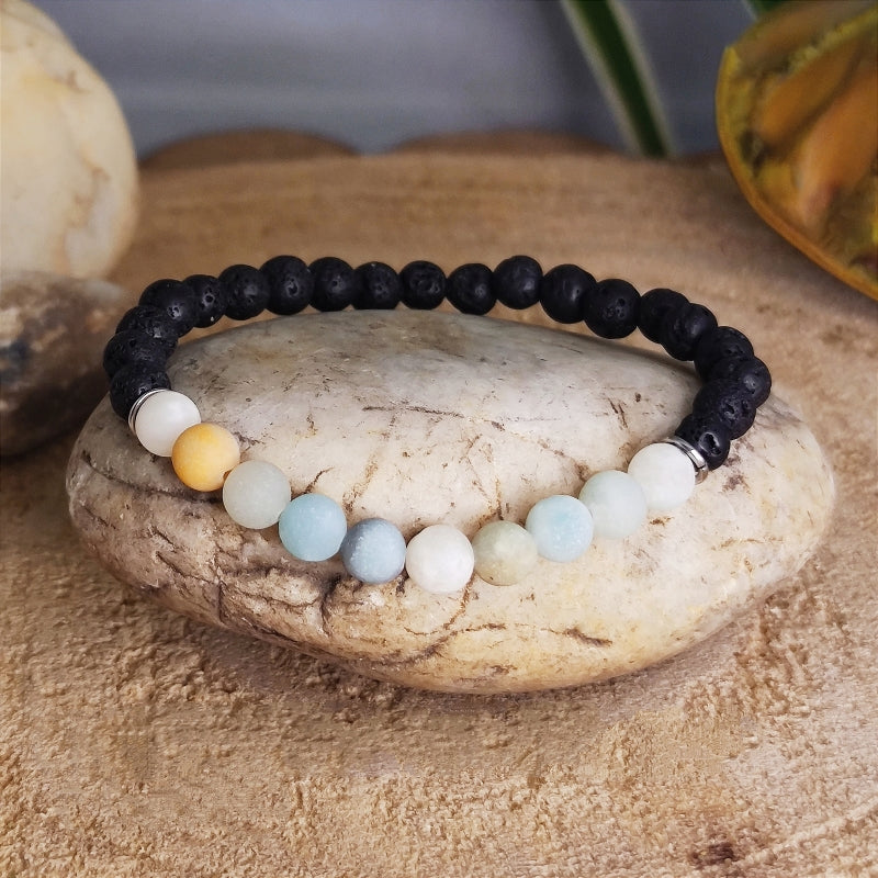 Zartes Lavastein Amazonit Armband matt