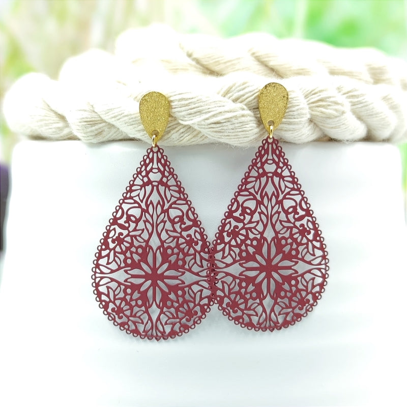 Sophia Ohrring Bordeaux Edelstahl – steht jedem Gesicht, perfekt als Geschenk, LeFah design