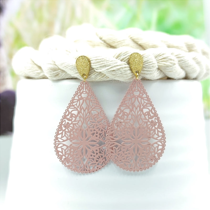 Sophia Ohrring Rosa Edelstahl – steht jedem Gesicht, perfekt als Geschenk, LeFah design