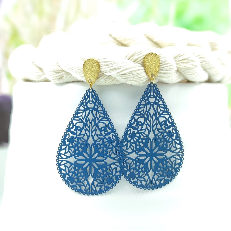 Sophia Ohrring blau Edelstahl – steht jedem Gesicht, perfekt als Geschenk, LeFah design
