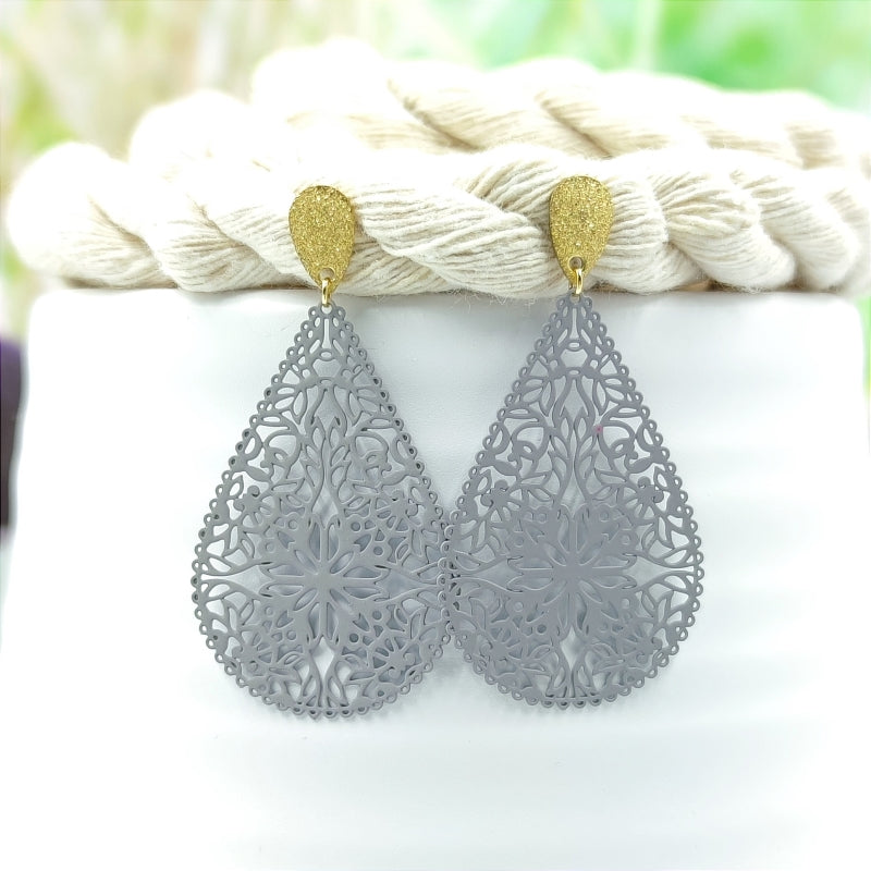Sophia Ohrring grau Edelstahl – steht jedem Gesicht, perfekt als Geschenk, LeFah design
